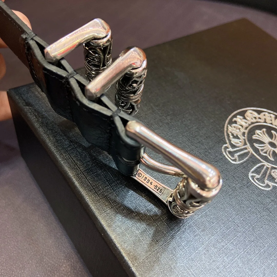 𝐂𝐡𝐫𝐨𝐦𝐞𝐇𝐞𝐚𝐫𝐭𝐬 Crow Heart Celtic Dragon pin buckle belt [fixed style], brass silver-plated buckle head and imported wax leather belt, very cool. Width 3.0cmp520